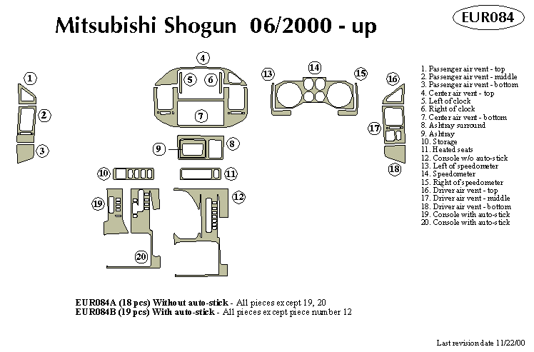 Mitsubishi Shogun 06/2000-up Dash Kit by B&I