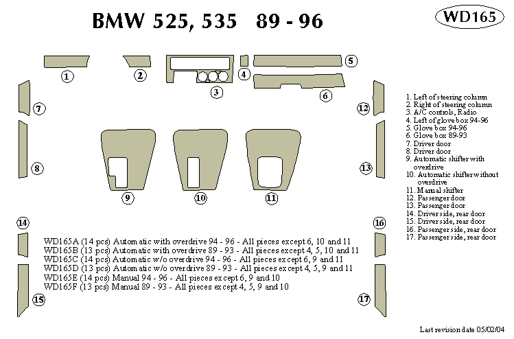 Bmw 525 / 535 Dash Kit by B&I