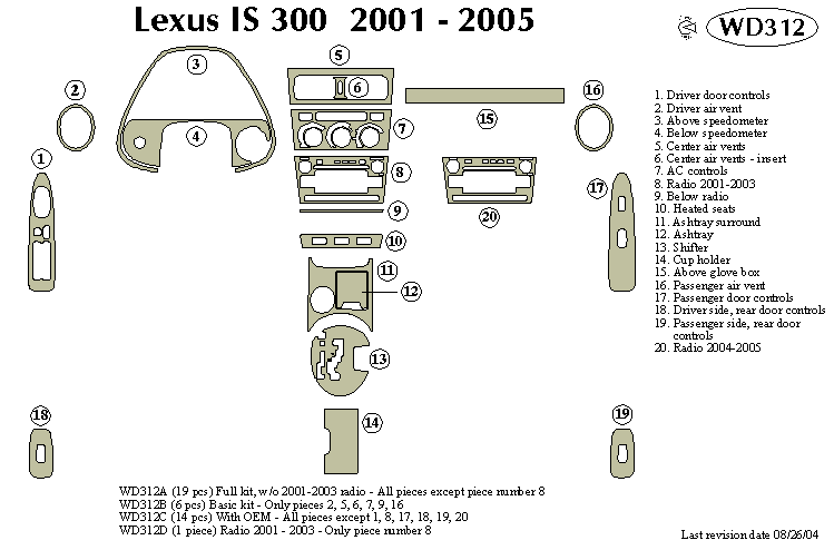 Lexus Is300 Dash Kit by B&I