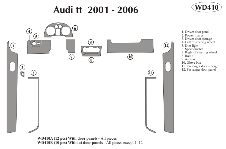 Audi Tt Real     B & I Dash Kit by B&I