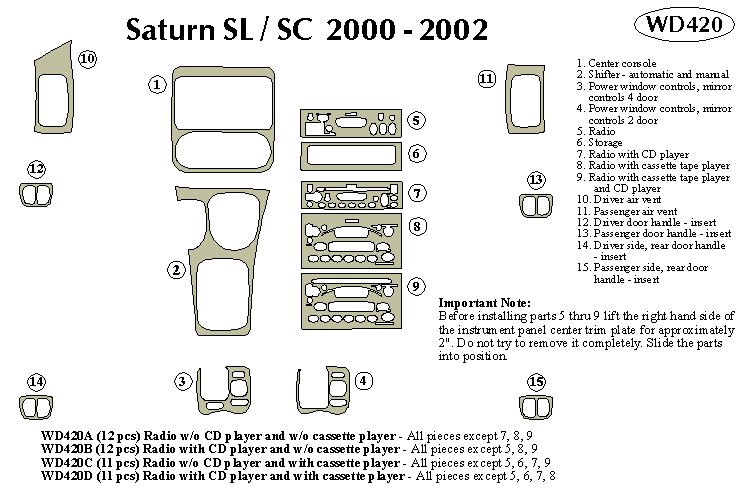 Saturn Sl / Sc Dash Kit by B&I