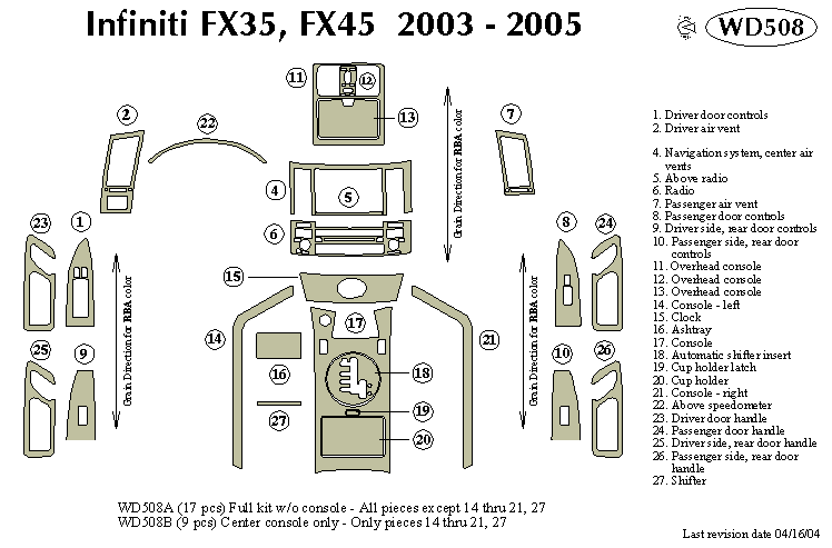 Fiti Fx-35 Fx-45 Dash Kit by B&I