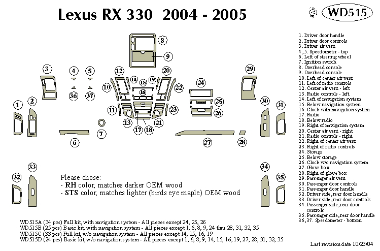 Lexus Rx330 Dash Kit by B&I