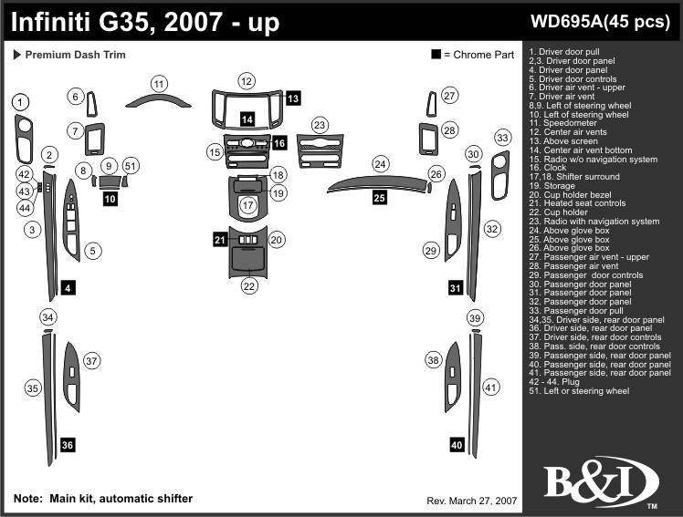 Fiti G35 07-up Dash Kit by B&I