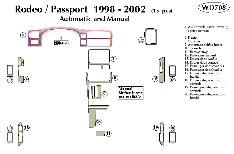 Honda Passport / Isuzu Rodeo 1898-2002 Dash Kit by B&I