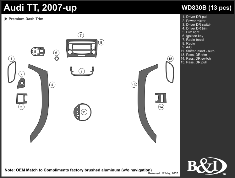 Audi Tt 08-up Dash Kit by B&I