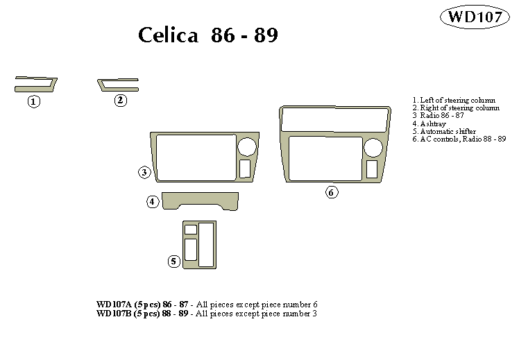 Toyota Celica 86-89 Dash Kit by B&I