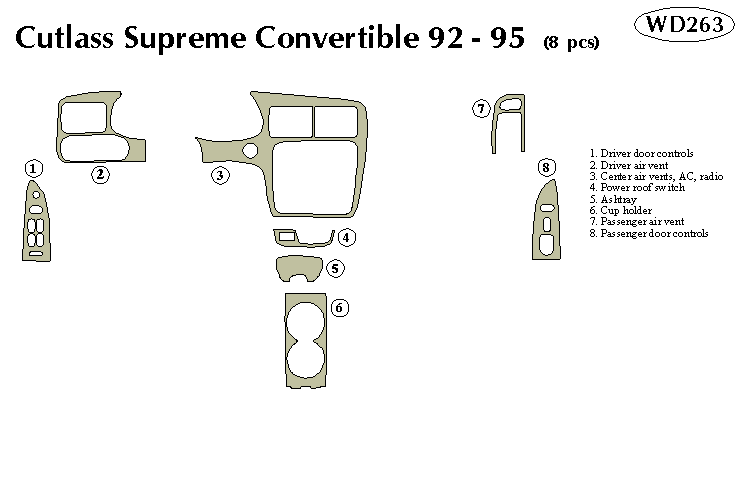 Oldsmobile Cutlass Supreme Convertible Dash Kit by B&I